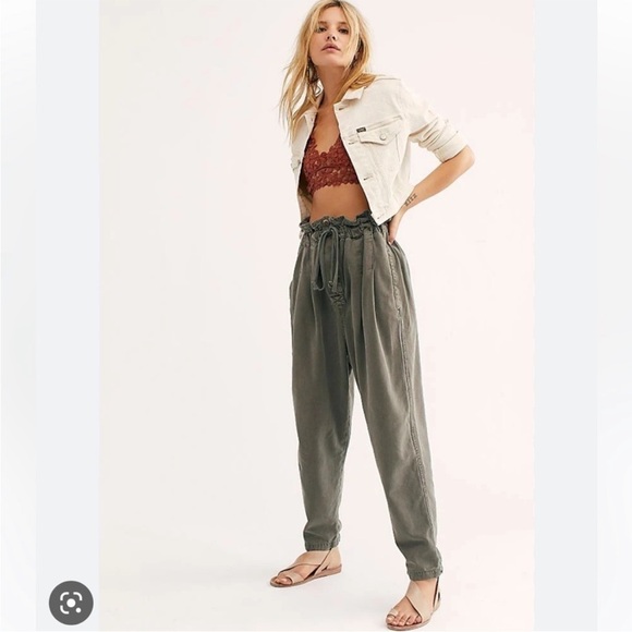 Free People Margaret Paperbag High Waisted Pants Medium Gray - Picture 1 of 14